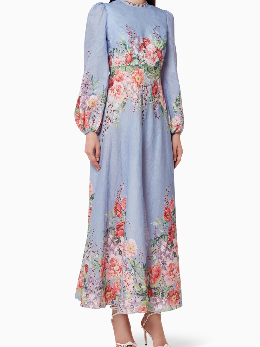 Zimmermann bellitude Powder Blue Floral Long Sleeve Maxi Dress - Picture 2 of 6